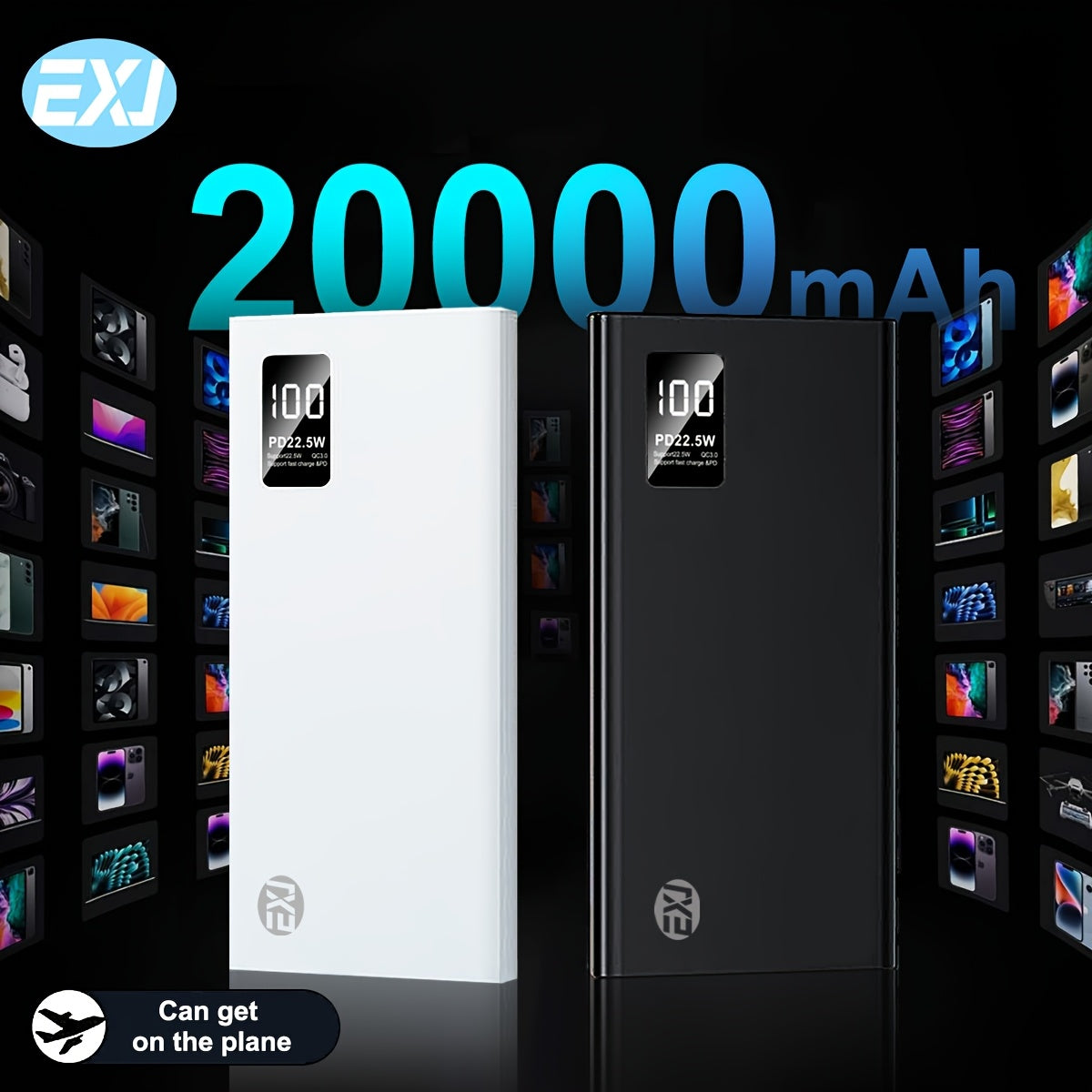 20000mAh Portable Power Bank with 22.5W Fast Charging, Dual USB-C QC PD, LED Display