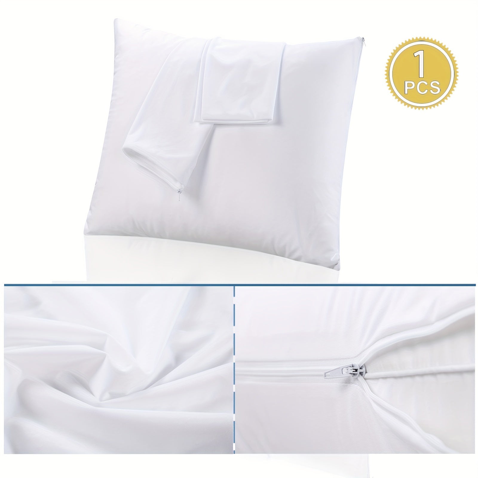 Waterproof Throw Pillow Protector with Zipper, Soft Breathable Polyester Cover