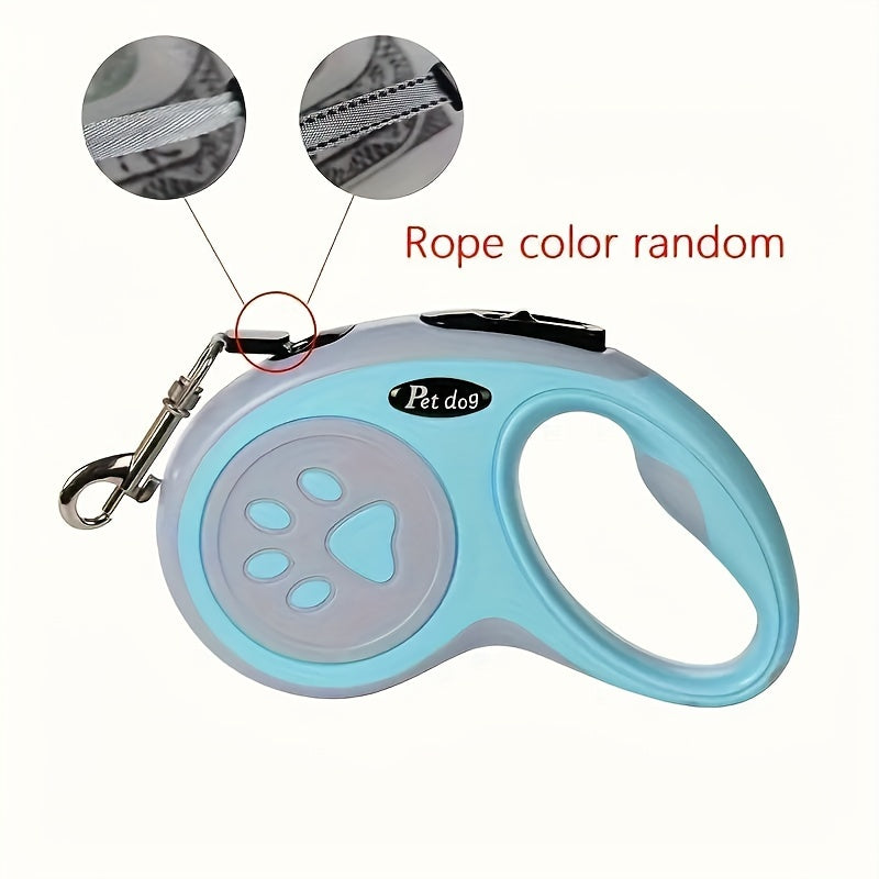 Nylon Retractable Dog Leash with One-Button Control for Small and Medium Pets