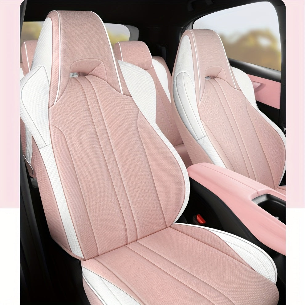 5-Seat Linen Car Seat Cover Breathable Full Coverage for All Seasons