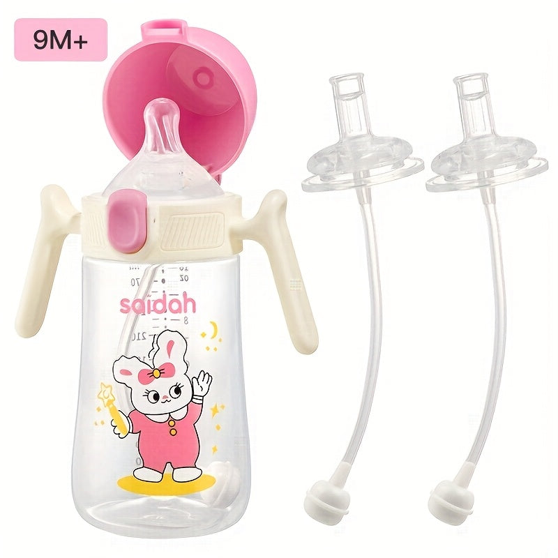 10oz Leak-Proof BPA-Free Silicone Feeding Bottle with Straw for Kids