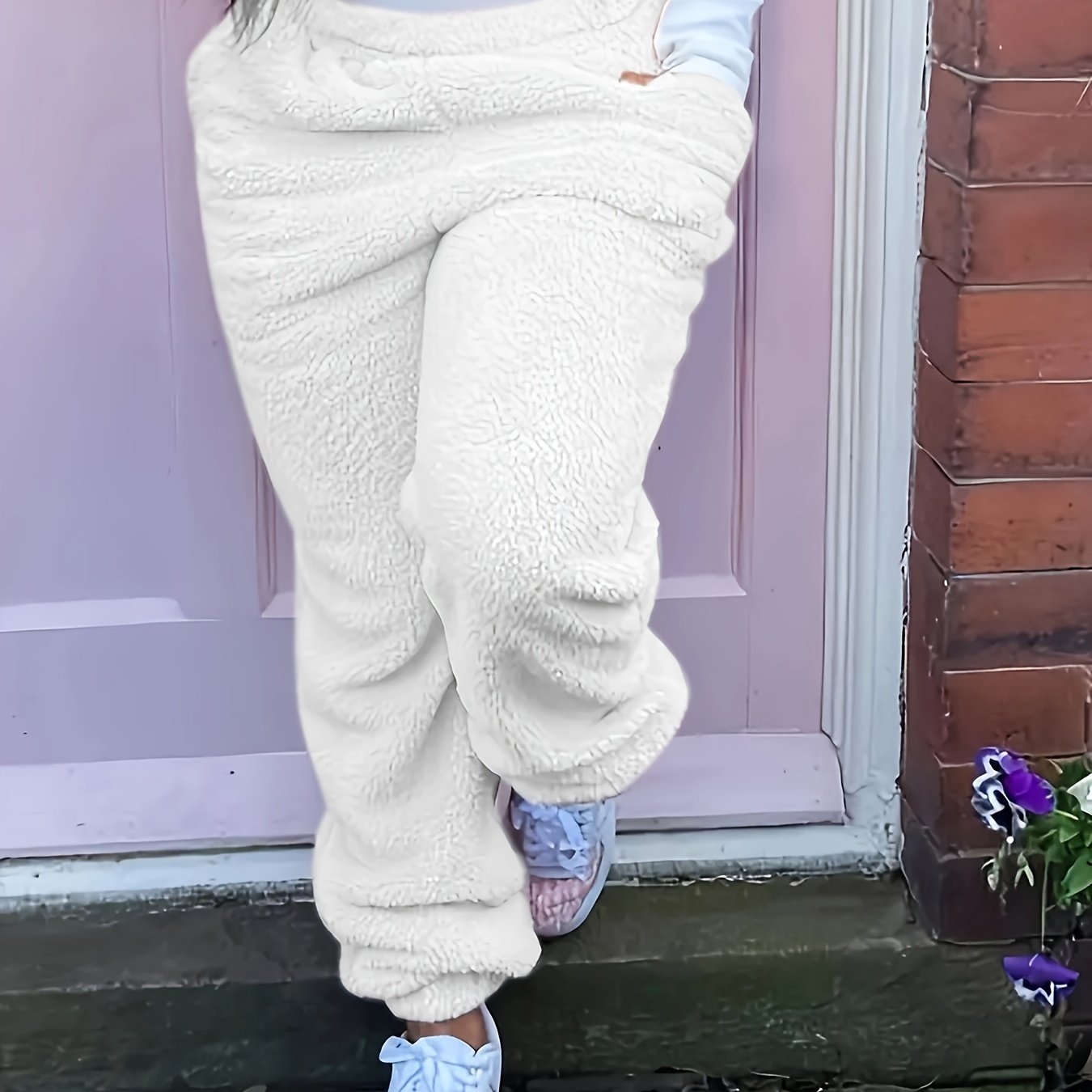 Ayollar uchun dam olish va uyqu kiyimlari uchun yumshoq, elastik belbog'li qulay lounge shimlar.