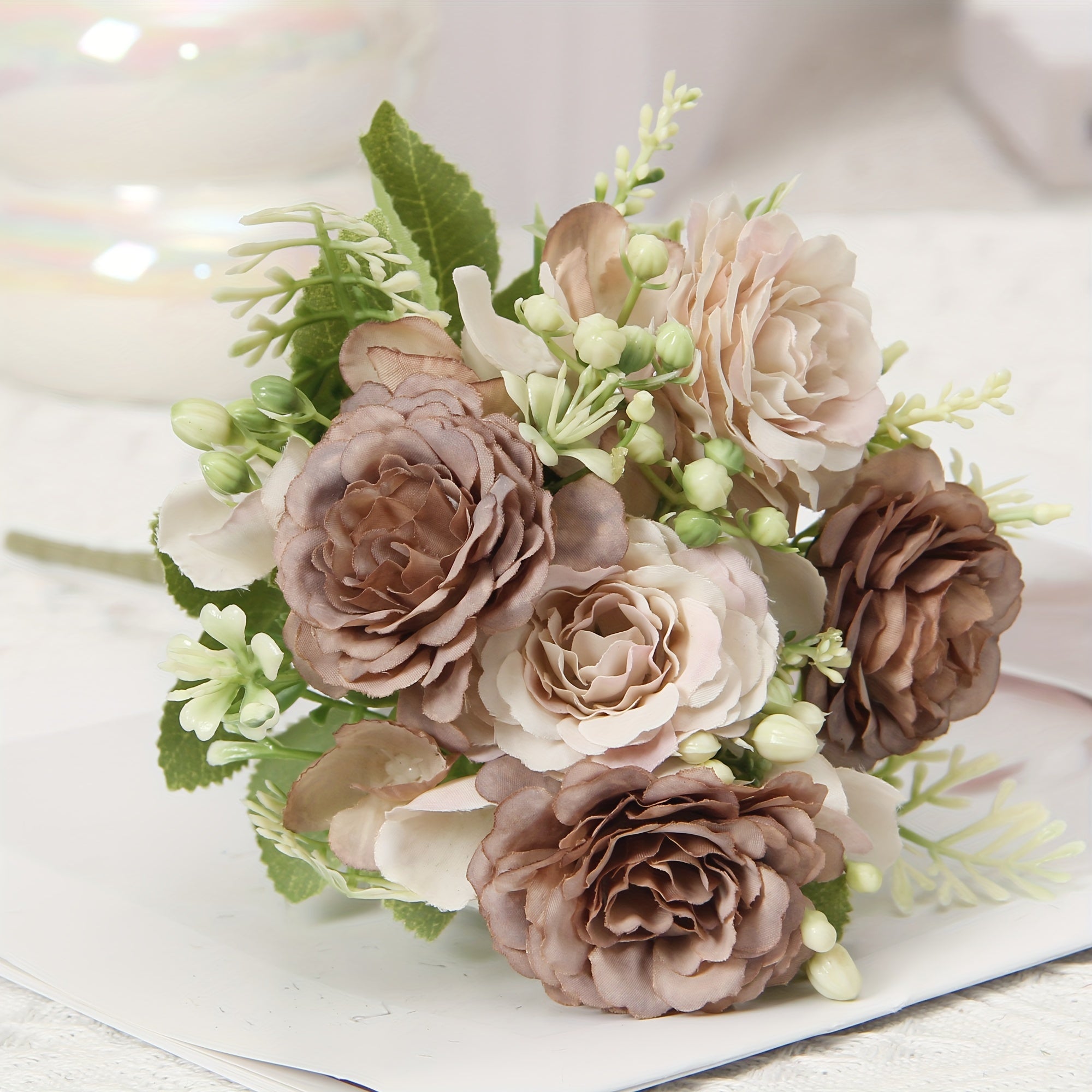 Ramos de flores artificiales peonía falsa para centros de mesa en el hogar y la oficina