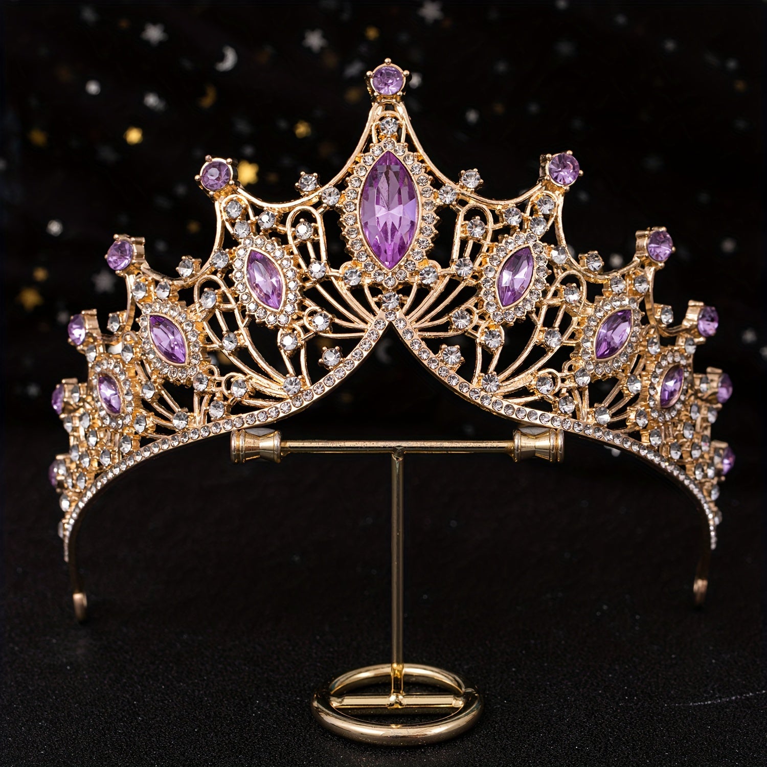 Golden Baroque Queen Crown and Tiara Set for Women Girls Crystal Rhinestones Mermaid Design