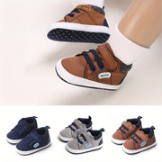 Infant Baby Boys Non-Slip High Top Canvas Sneakers Lightweight Geometric Embroidered