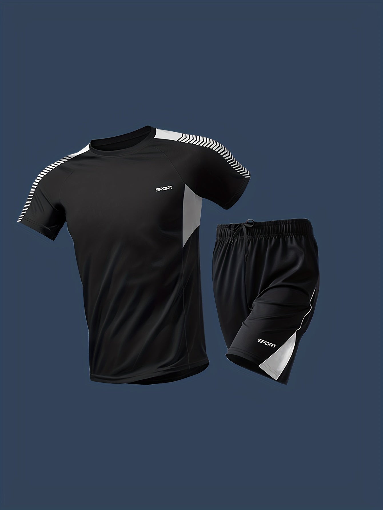 Men's Summer Polyester Muscle T-Shirt and Shorts Beach Outfit Casual Active Wear