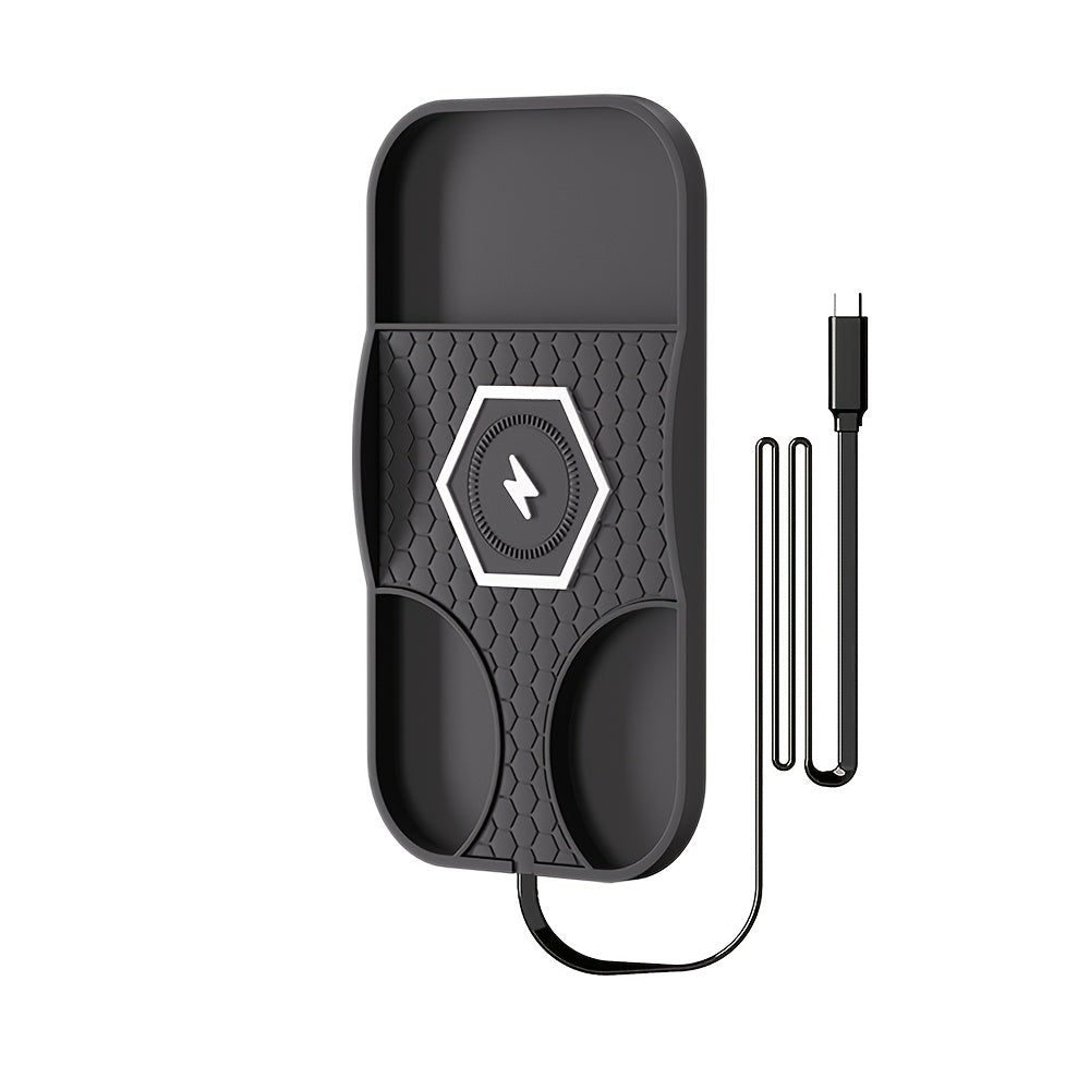 Almohadilla de cargador inalámbrico para coche con carga rápida compatible con Qi para dispositivos iPhone y Samsung