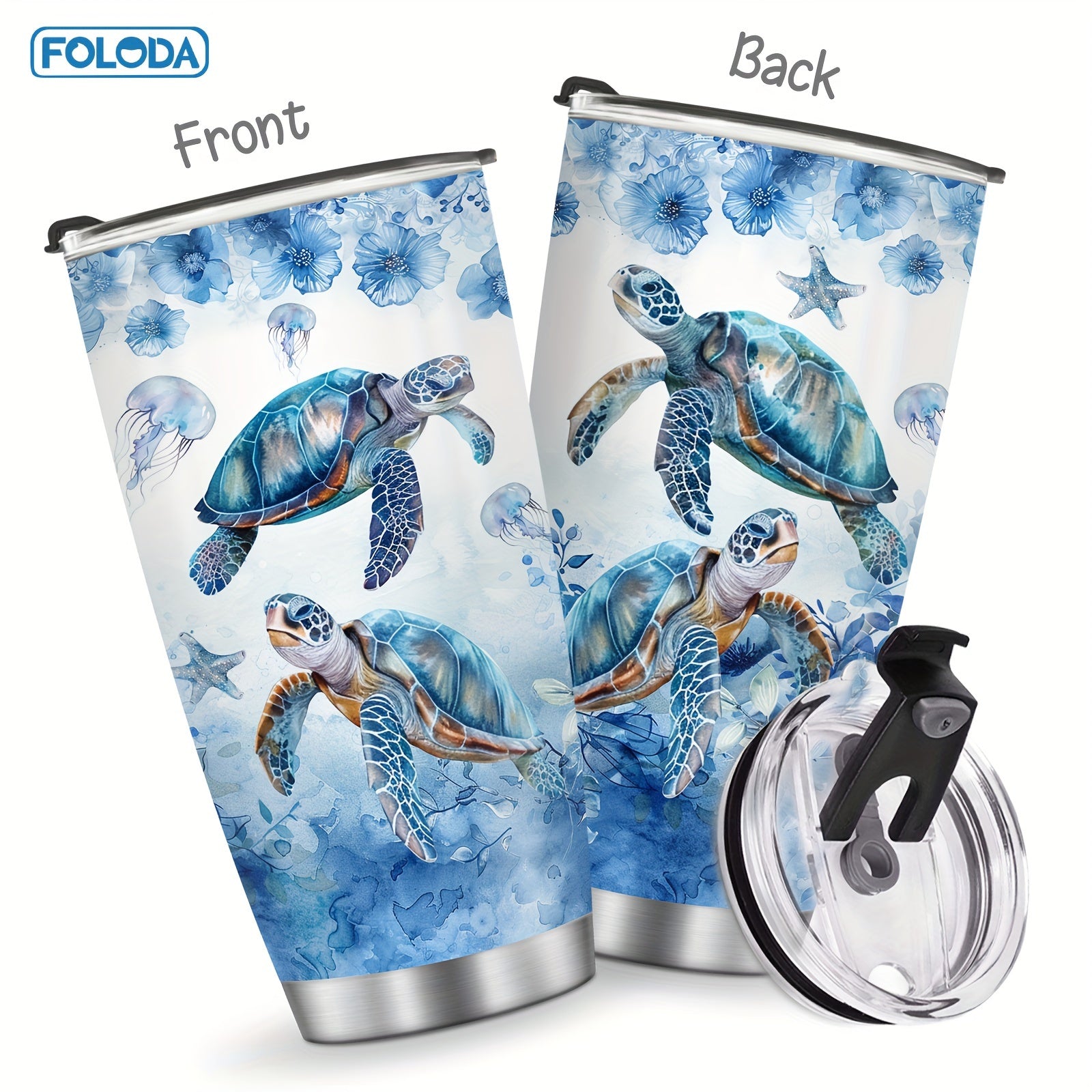 Stainless Steel Travel Mug with Sea Turtle Design for Women
