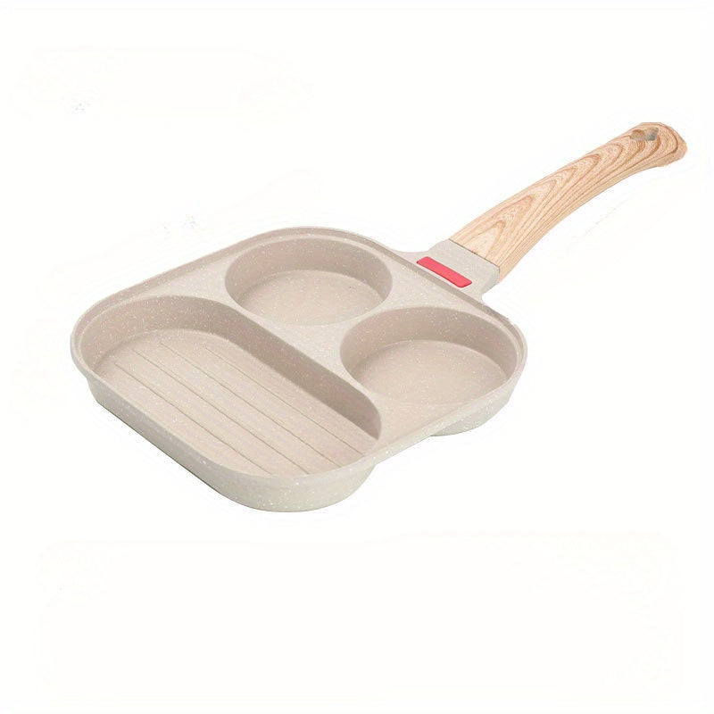 Aluminum Egg Frying Pan with Maifan Stone Coating 3-in-1 Non-Stick Breakfast Cookware