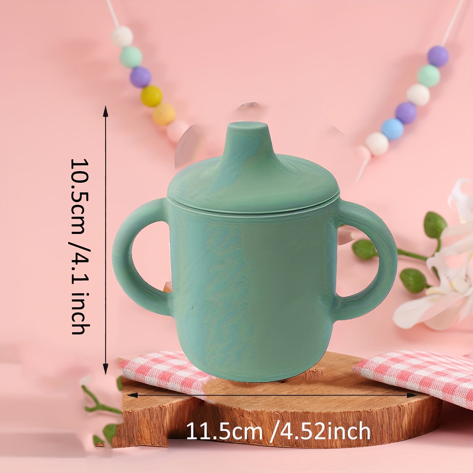 Children's Silicone Drinking Cup Double Handle Baby Food Water Bottle