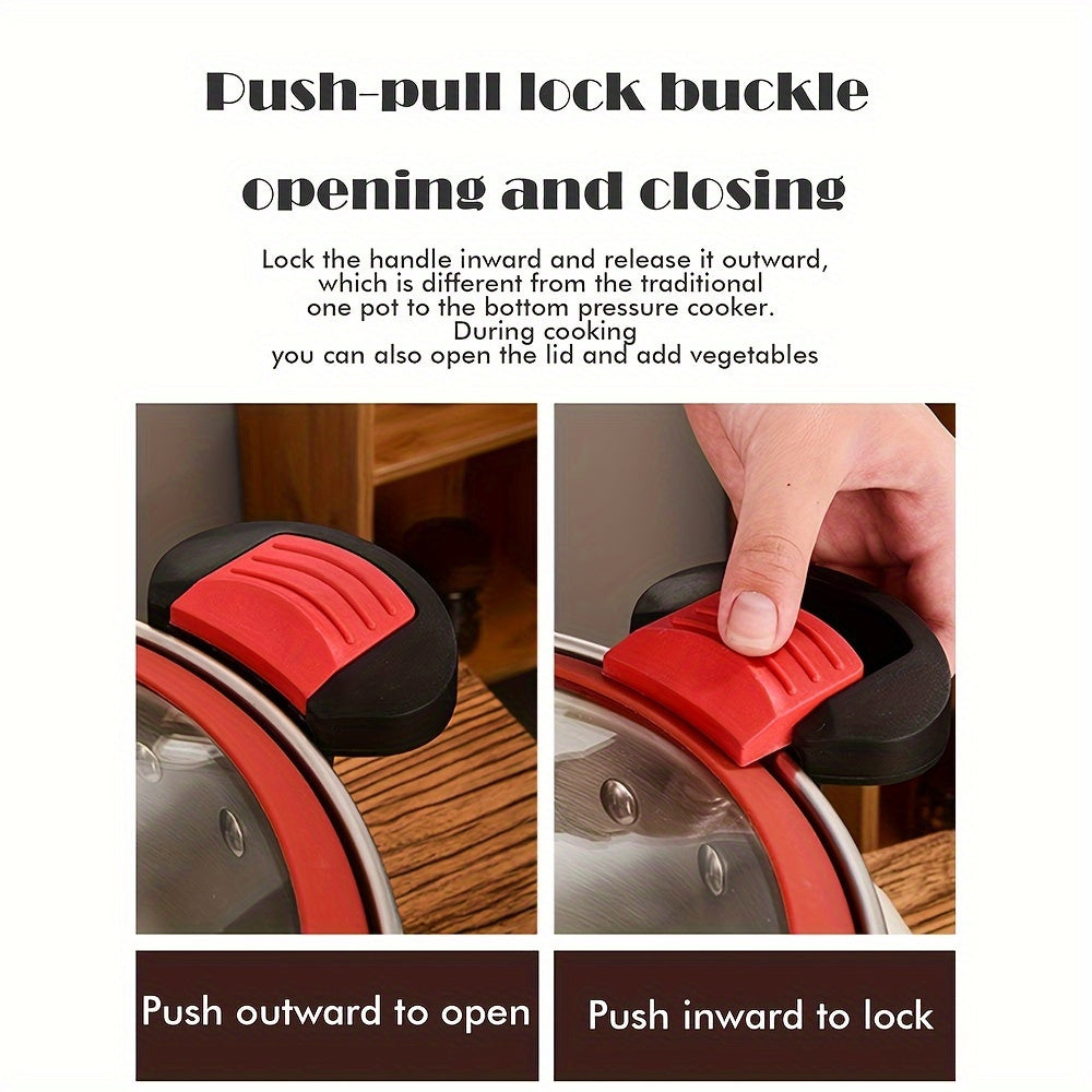 Red Circle Stand Handle Micro Pressure Cooker for Small Kitchen Use