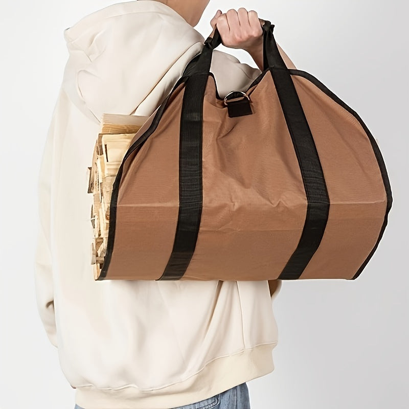 Portable Firewood Carrier Bag Heavy-Duty Storage Tote for Camping and Home