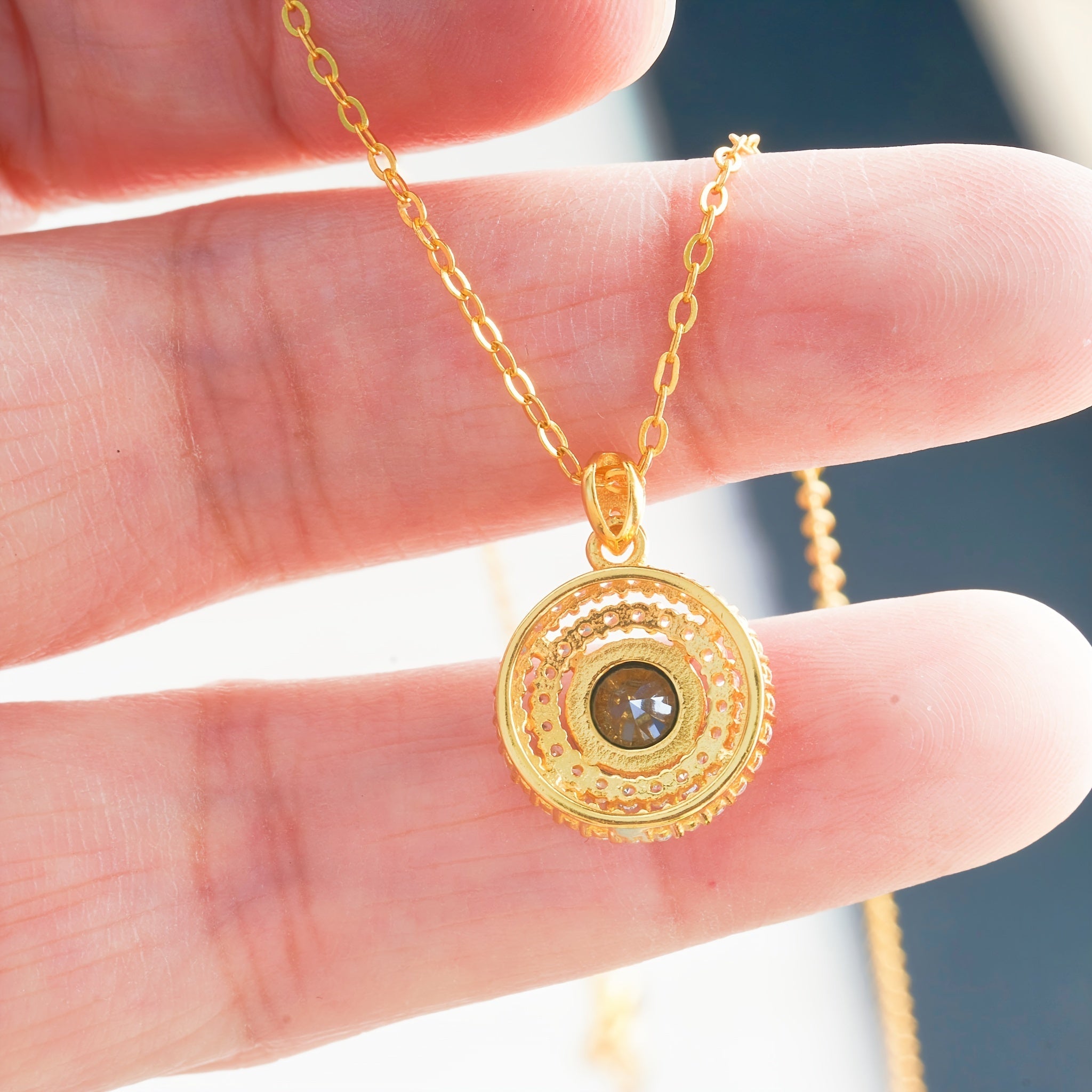 Lady 1 Carat Multicolor Moissanite Necklace Halo Pendant for Engagements Weddings Bridal