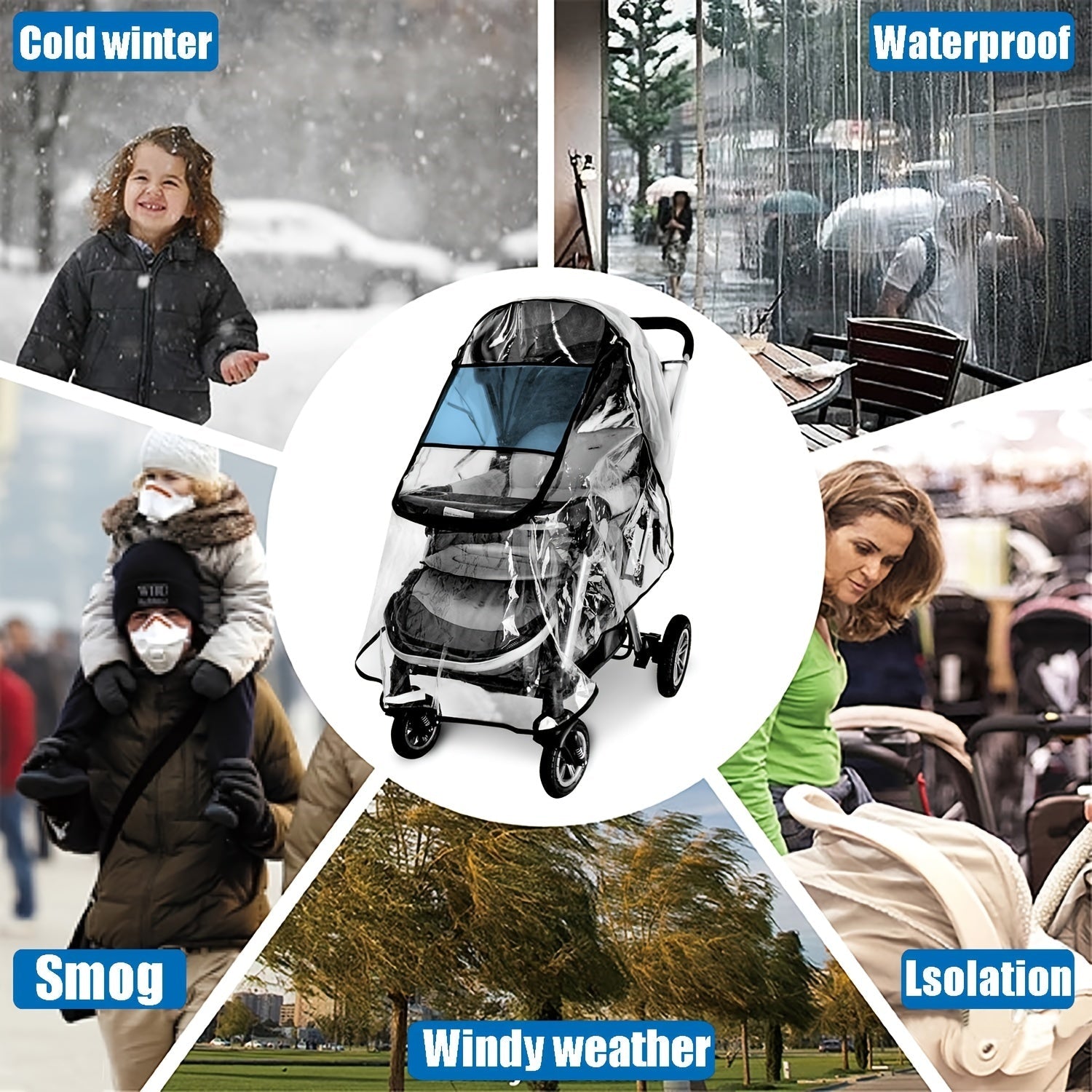 Universal Baby Stroller Cover Waterproof Windproof Dustproof Snowproof for Travel