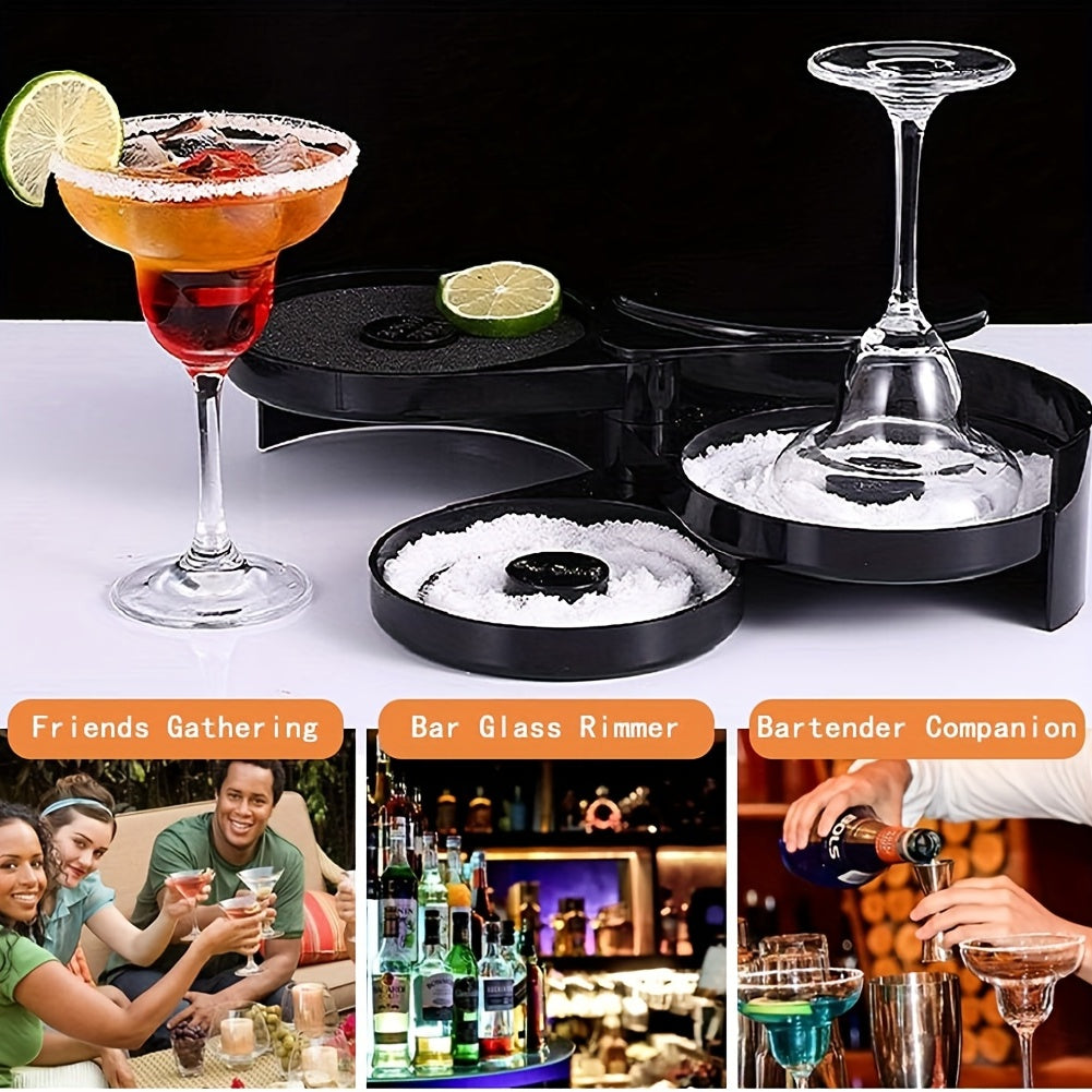 Black Plastic 3-Tier Cocktail Rimmer for Margaritas and Bloody Marys Barware Accessories