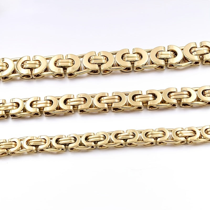 Модный египетский византийский плоский браслет и набор ожерелья, изготовленные из классической нержавеющей стали для мужчин.