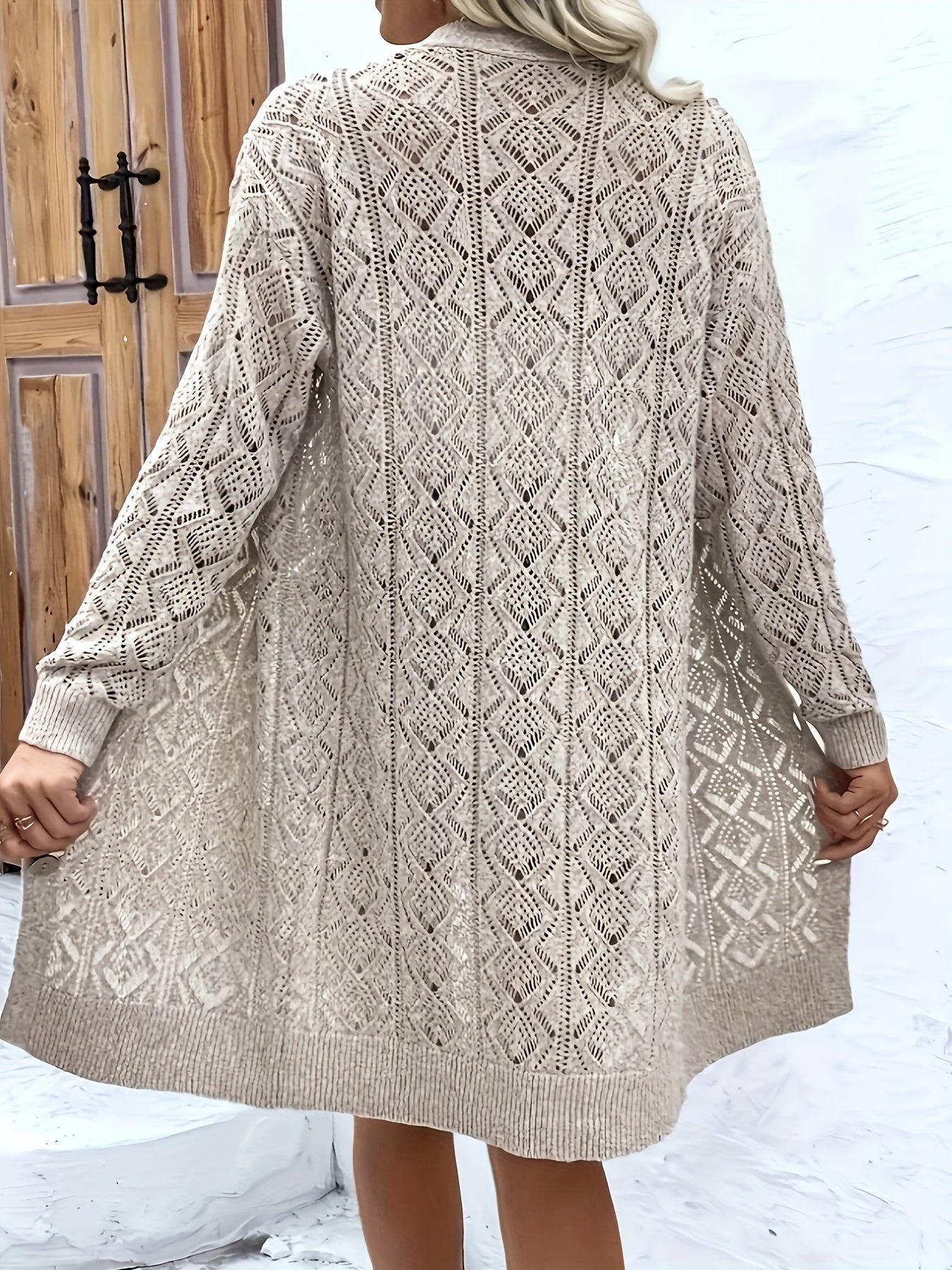 Women's Hollow Knit Cardigan Mid-Length Air Conditioned Layer