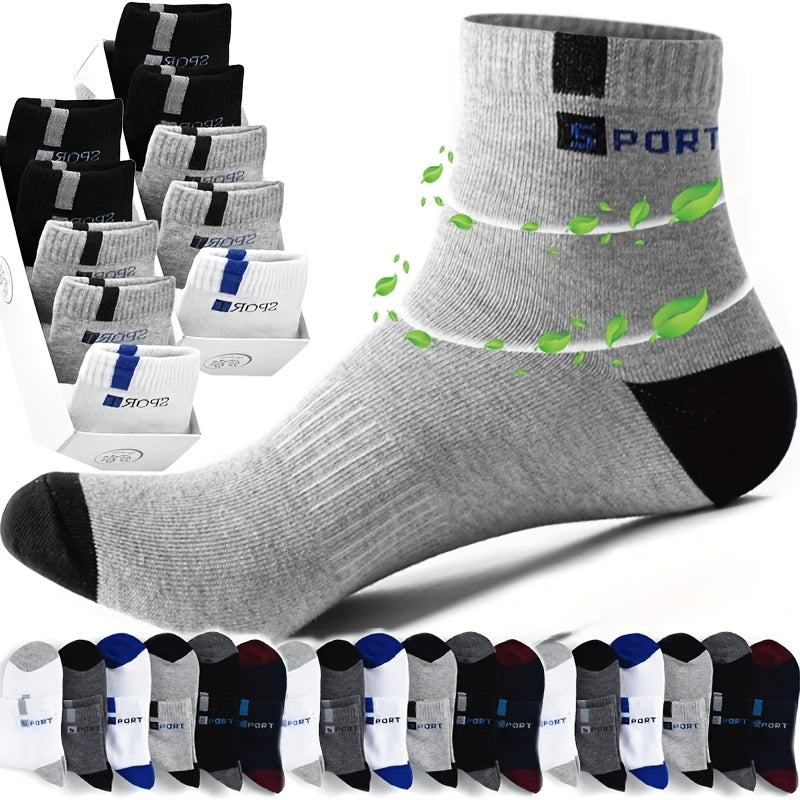 Men's Athletic Socks Moisture-Wicking Polyester Blend Breathable Sports Socks for Running and Outdoor Activities