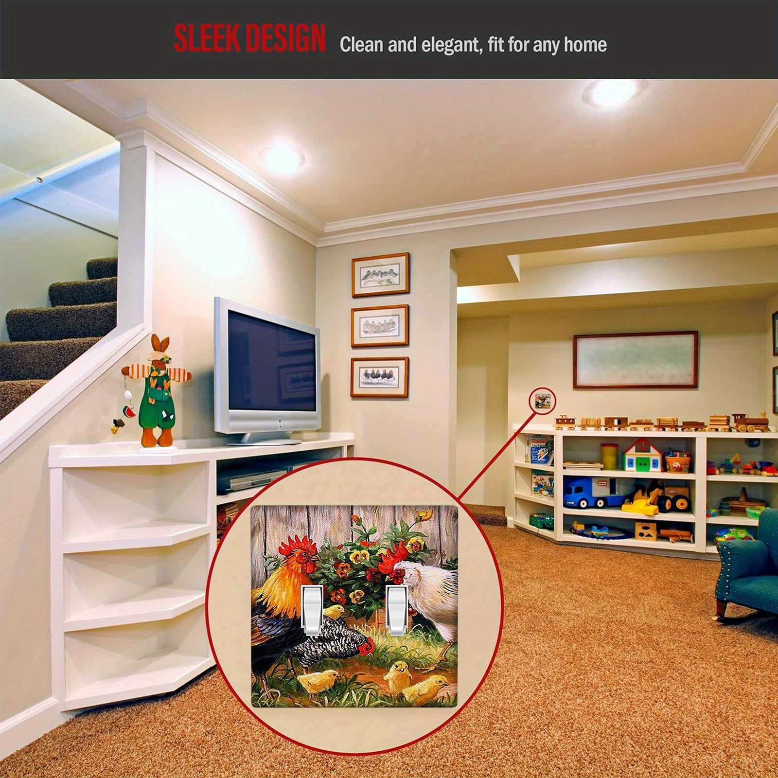 1 dona Ferma Xonasi Tovuq Yoritish Kalit Qopqog'i Ichki/Tashqi Foydalanish Uchun Yotoqxonalarda, Oshxonada, Hammomda.