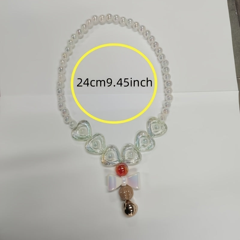 Heart-Shaped Necklace with Artificial Pearls and Colorful Beads for Gift and Festive Wear