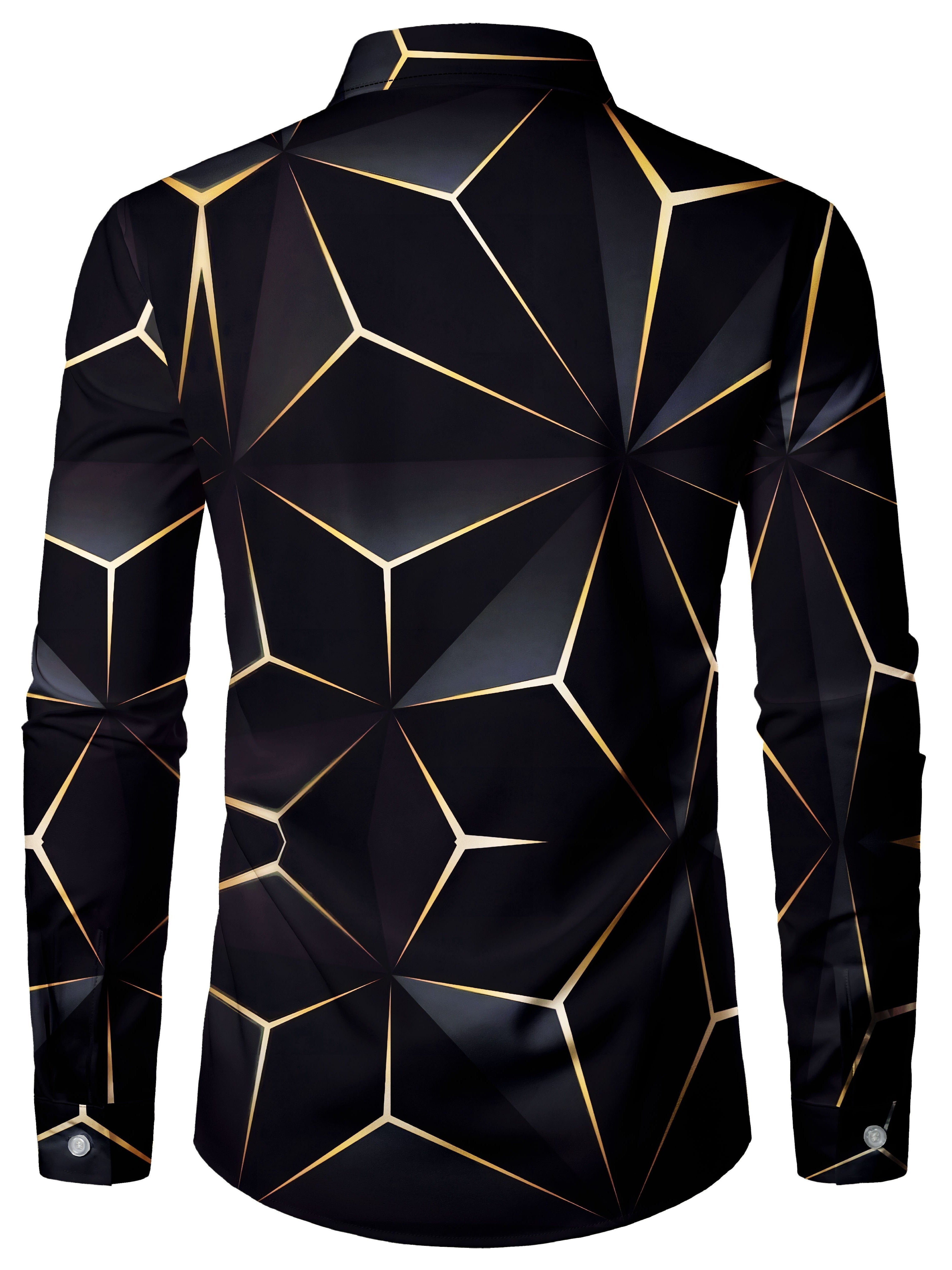 Men's Long Sleeve Casual Shirt with Lapel Collar Geometric Pattern for Spring Fall