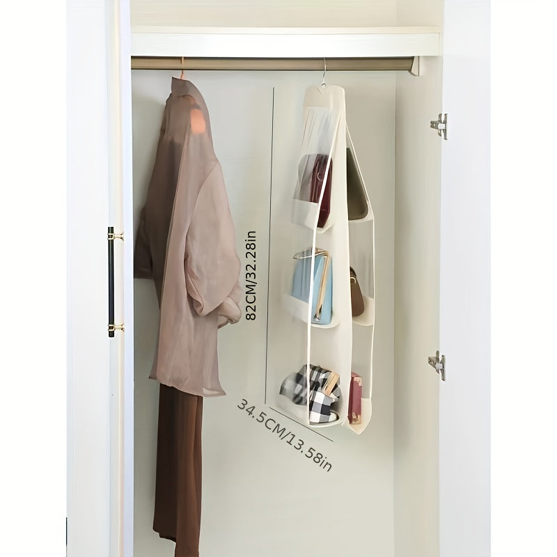 Многоуровневый пылезащитный мешок для хранения одежды на вешалке, из нетканого материала, бежевый