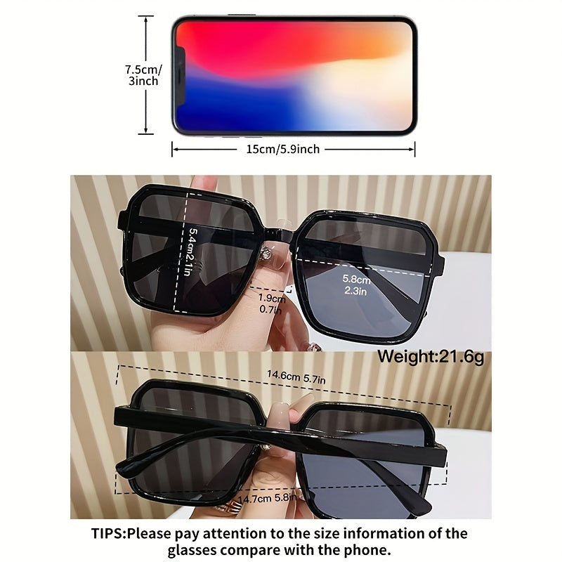 Women's Oversized Square Glasses Retro Style Gradient Lenses for Beach and Parties Pack of 6