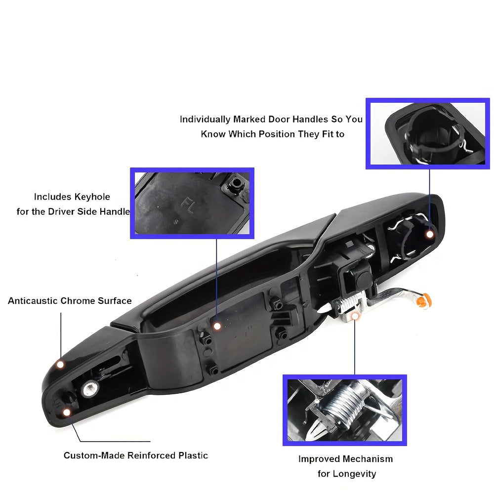 Eksterior xrom qora eshik tutqichlari to'plami SUV, yuk mashinasi uchun, 4 dona