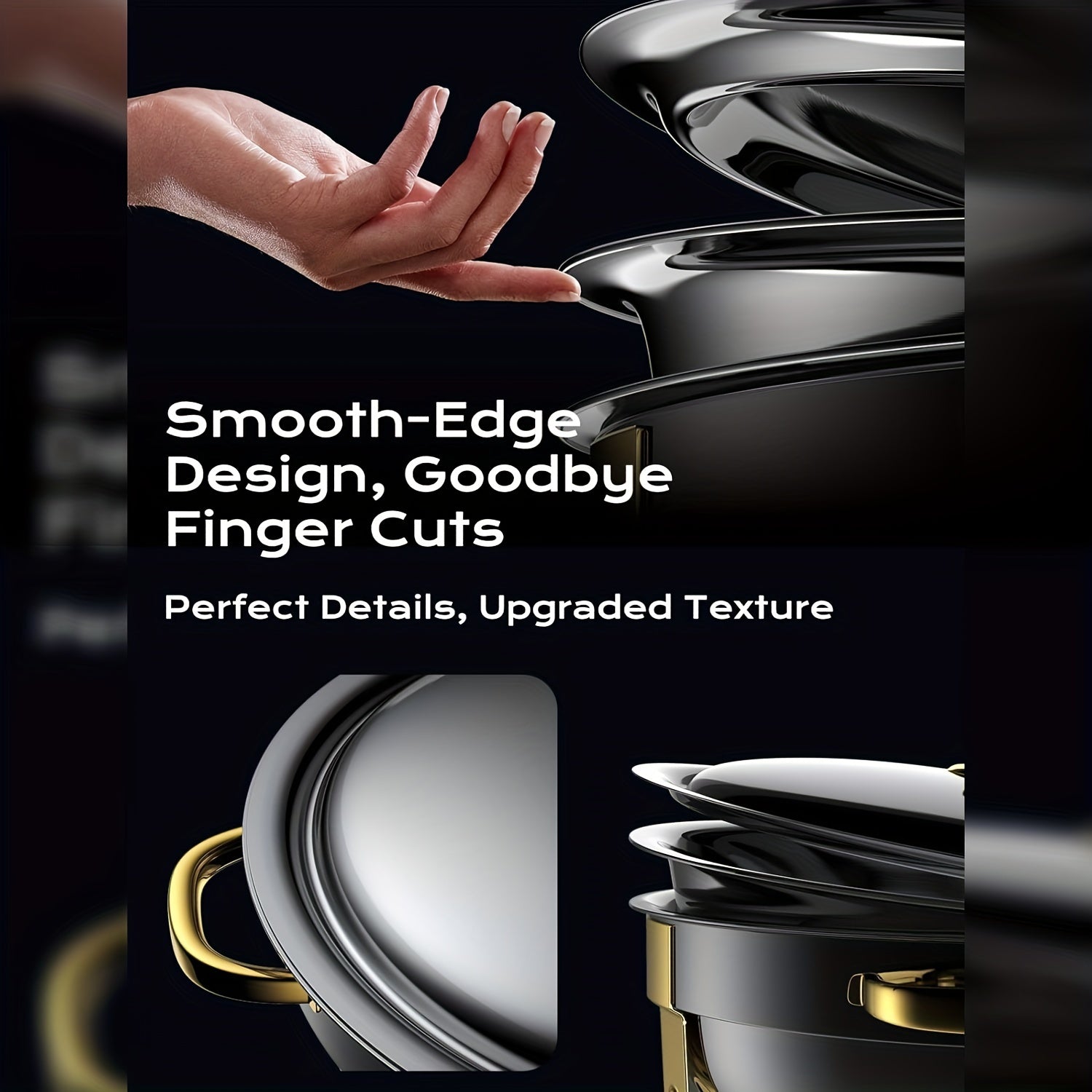 Zarif Oltin va Kumush Qoplamali Noxud Qozonlar To'plami: Oson 5QT Yig'ish, Buffet Tadbirlar uchun Ideal - To'liq Aksessuarlar To'plami Bilan Keltiriladi