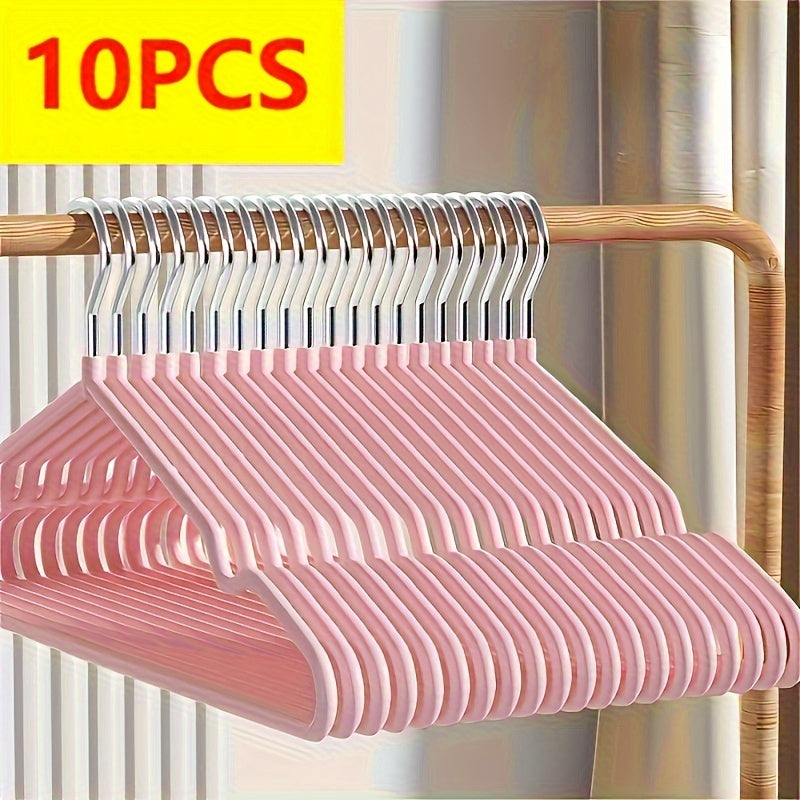 Set of 10 Heavy Duty Metal Hangers with Shoulder Notches for Closet Organization