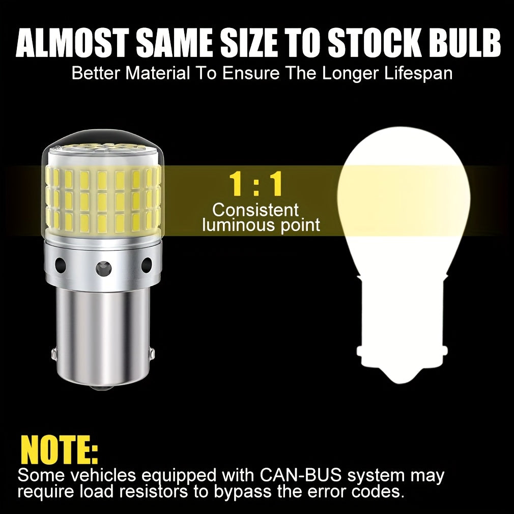 2 Pack LED Car Turn Signal and Reverse Bulbs White 1156 7440 3157 P21W