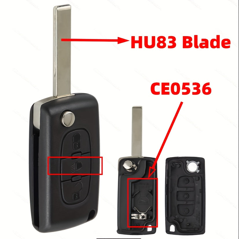 Two-Button Car Key Fob Shell Black Plastic Flip Key Case Durable Design