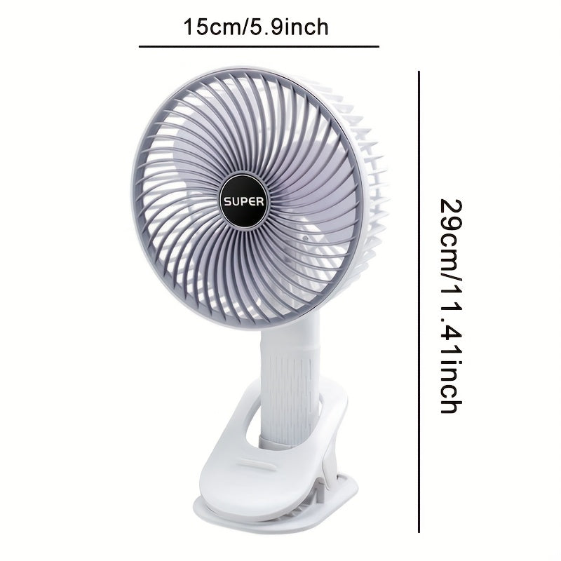 Silent Portable Fan with 3 Speeds USB Rechargeable Foldable for Home Office Dorm