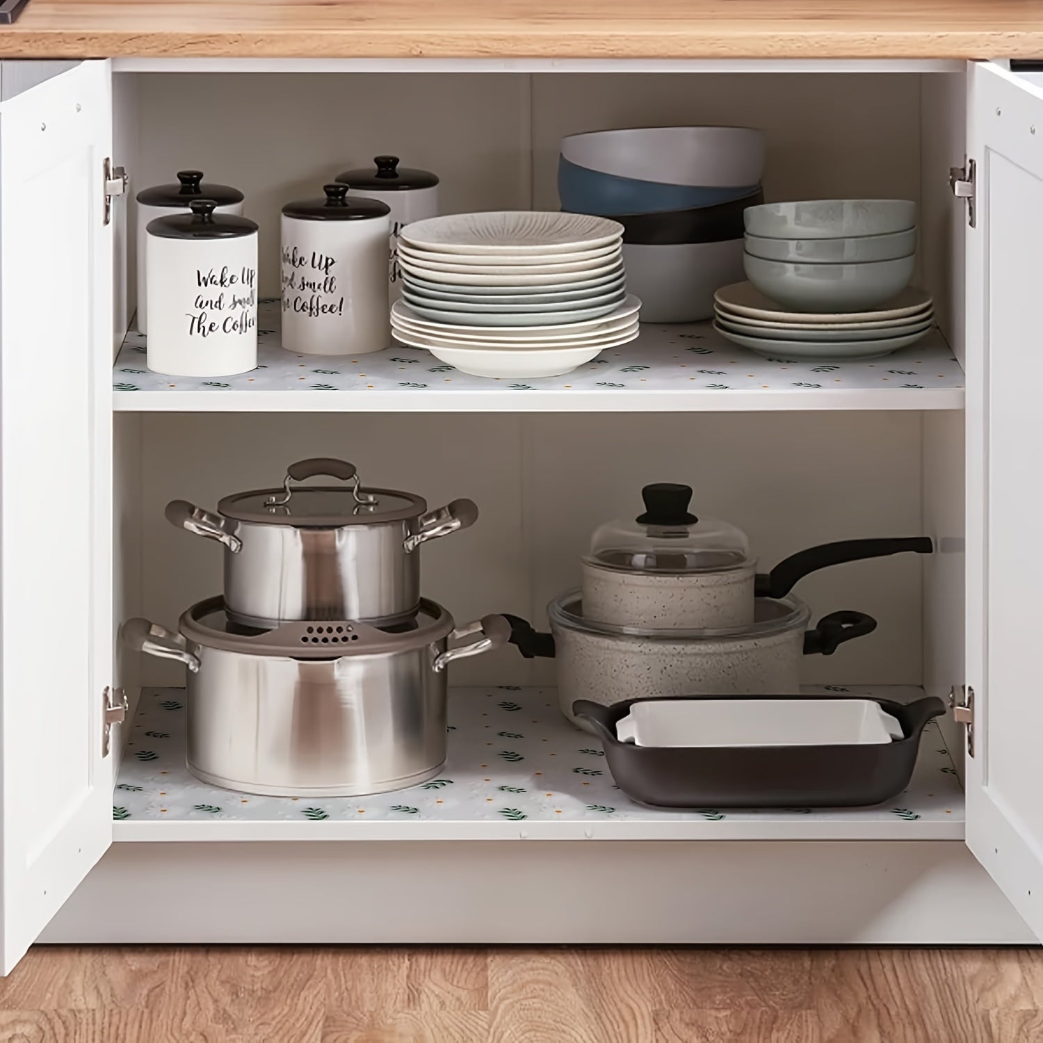 Daisy Pattern EVA Shelf Liner Waterproof Non-Slip Transparent for Kitchen Cabinets Drawers