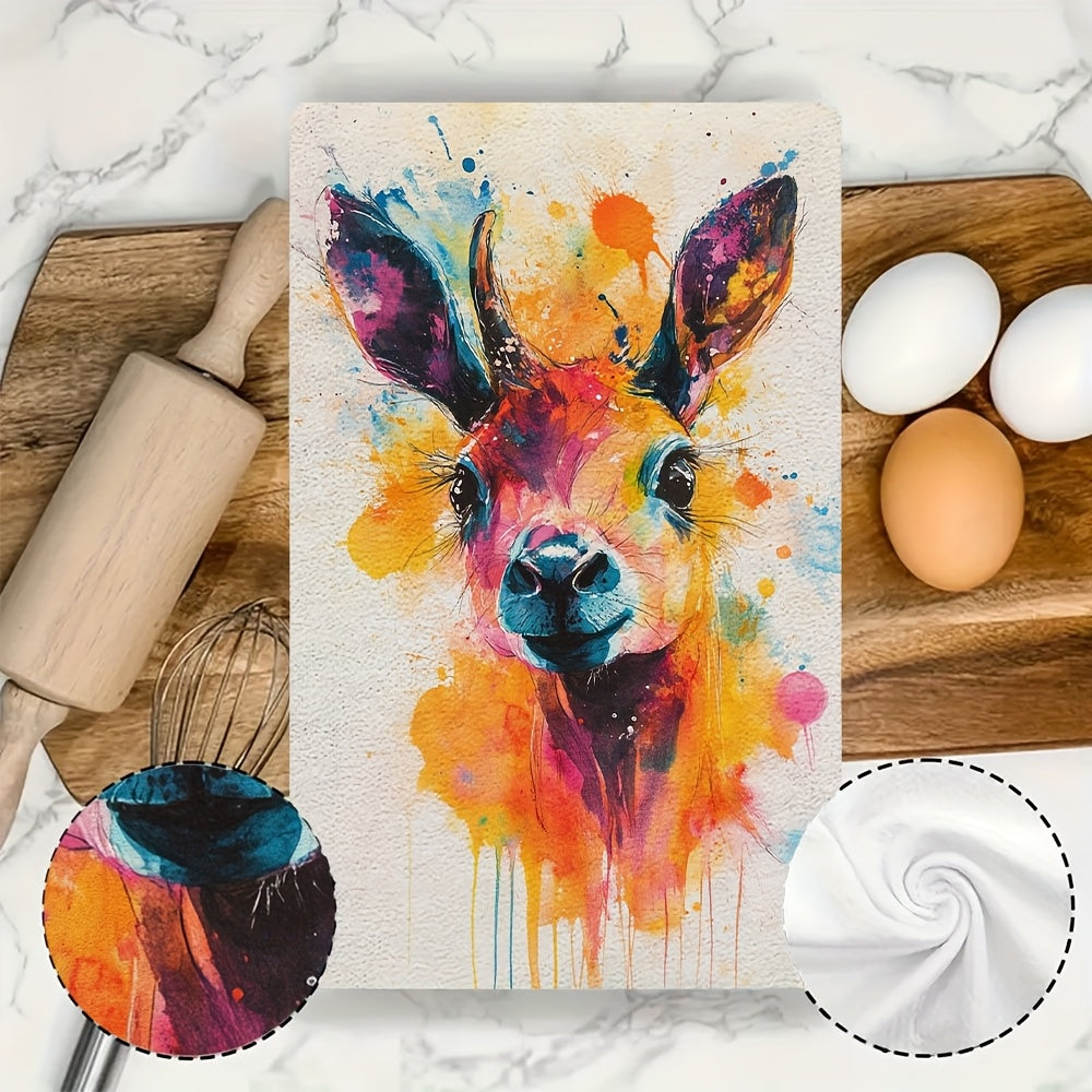 Set of 2 Vibrant Giraffe Kitchen Towels, Ultra Soft, Highly Absorbent, 16x24 Inches