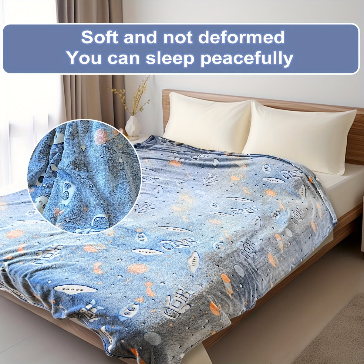 Glow in the Dark Flannel Fleece Blanket with Christmas Tree Print Cozy All-Season Home Decor