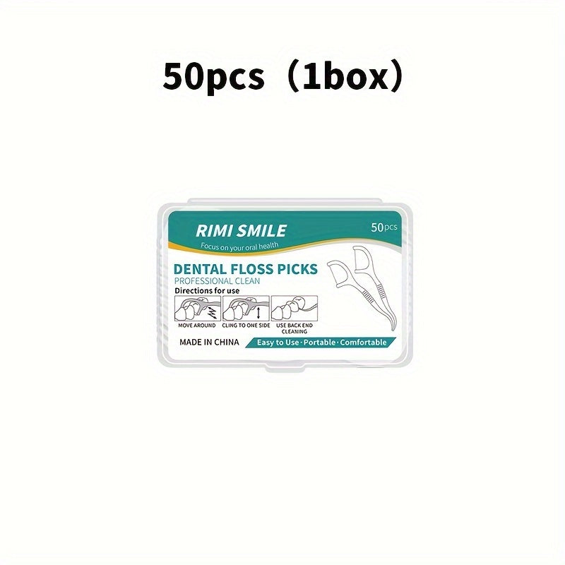 50 Pack Dental Floss Picks Deep Clean Floss Portable Disposable Oral Care