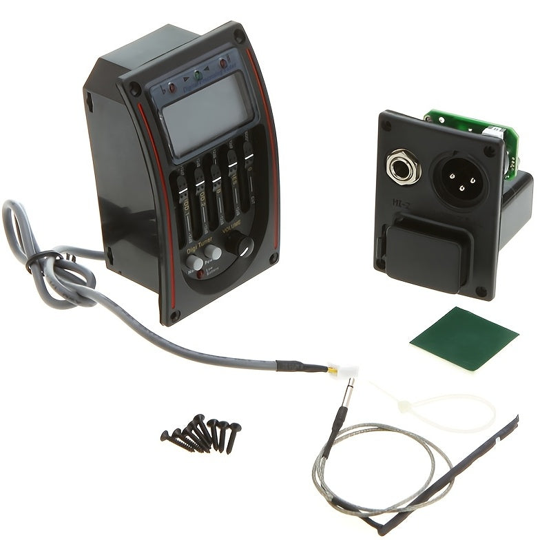 5-Band EQ Guitar Bass Preamp with LCD Tuner Piezo Pickup for Acoustic Sound