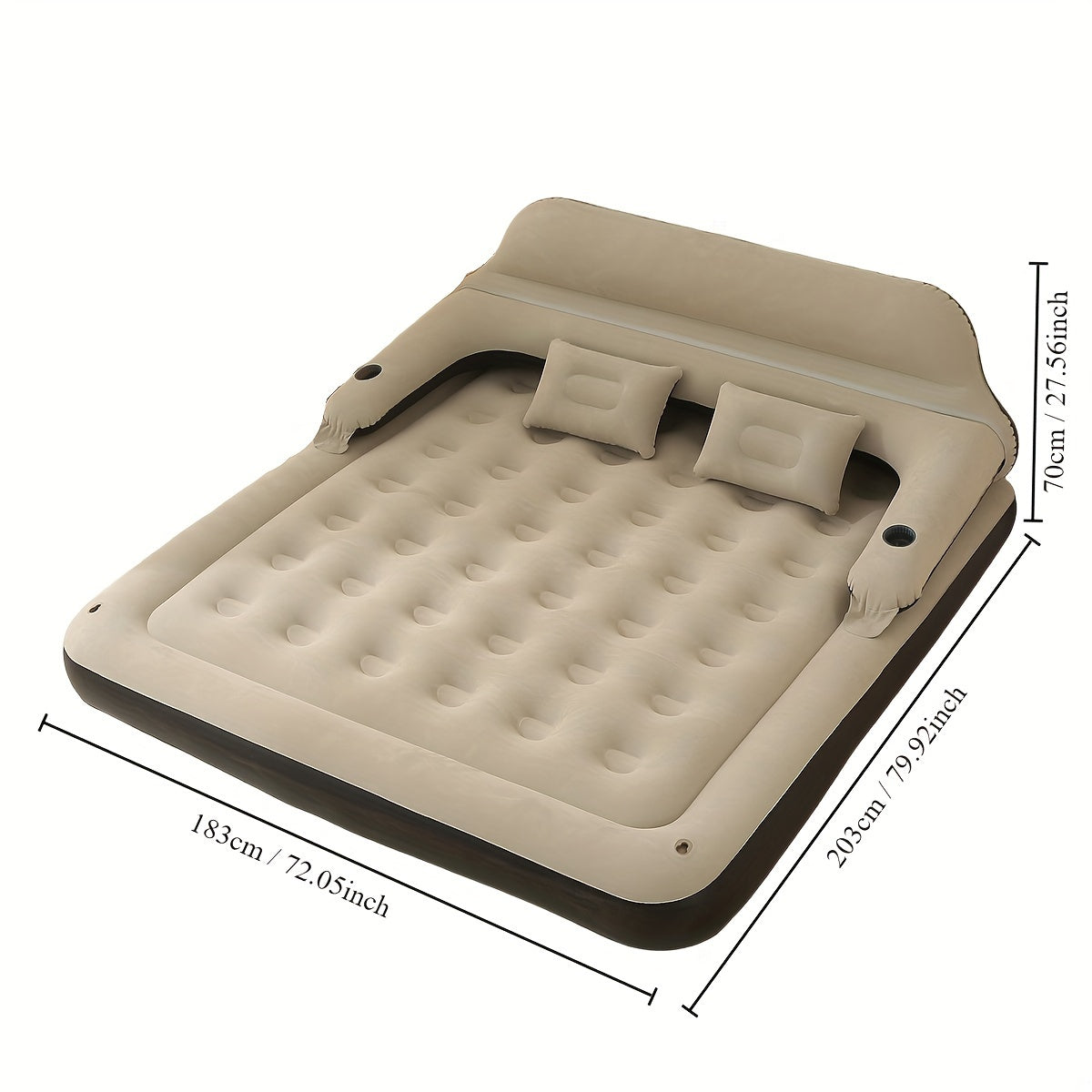 Havoni to'ldirish dizayni, o'rtacha to'ldirilgan ko'pik va polyester qoplama bilan qulay uxlash uchun havo matras. Mustahkam plastik ramka tufayli elektr energiyasi talab qilinmaydi.