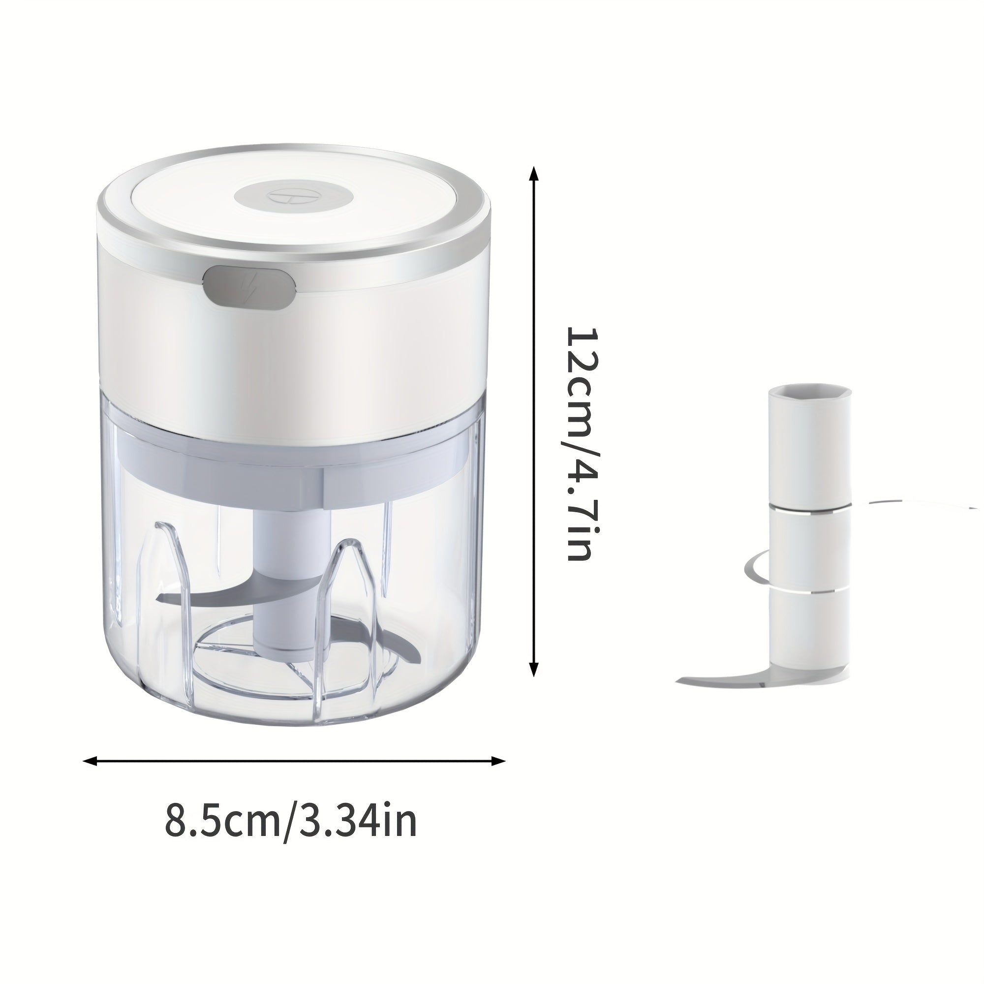 Mini picadora de alimentos compacta, recargable por USB, de acero inoxidable para ajo, nueces, verduras y frutas