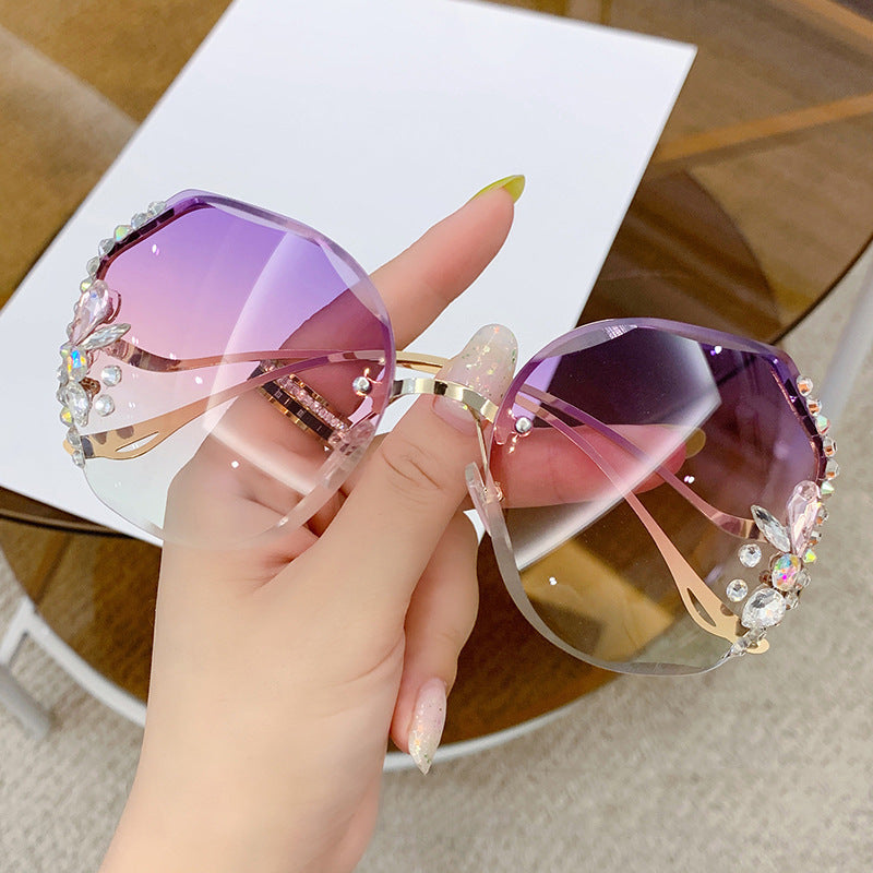 Women's Rhinestone Rimless Glasses Fashion Eyewear for Women
