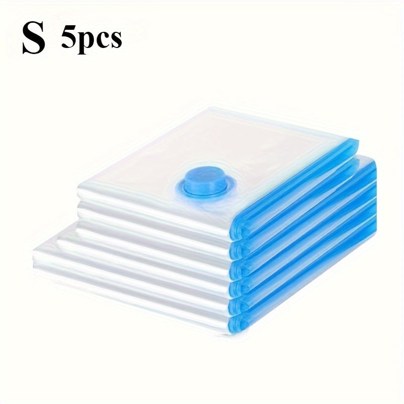 Set of 5 Thickened Vacuum Storage Bags for Clothes and Quilts Clear Organizing