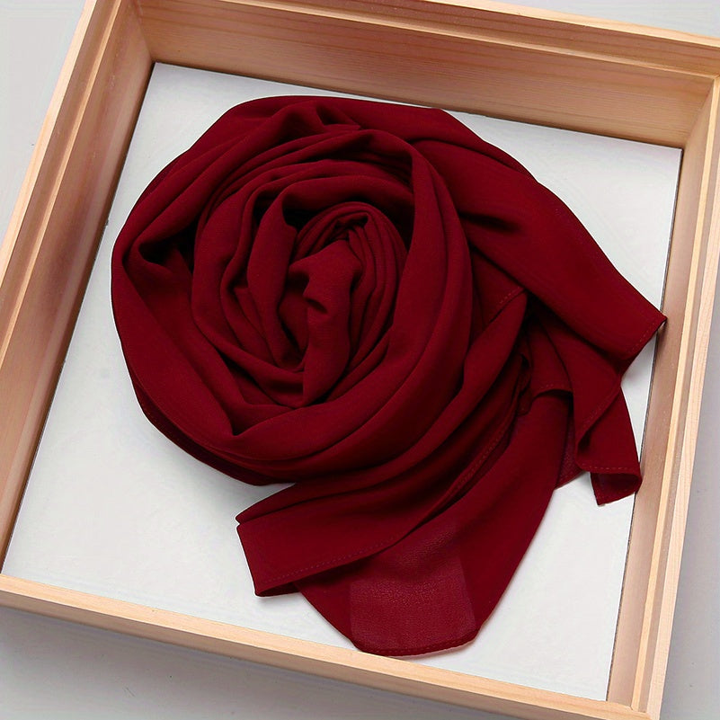 Women's Chiffon Hijab Scarf Long Shawl Lightweight Hair Wrap Solid Color