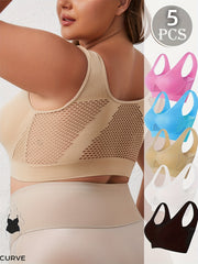 Women's Plus Size Mesh Sports Bra Double Layer Breathable Running Fitness Underwear