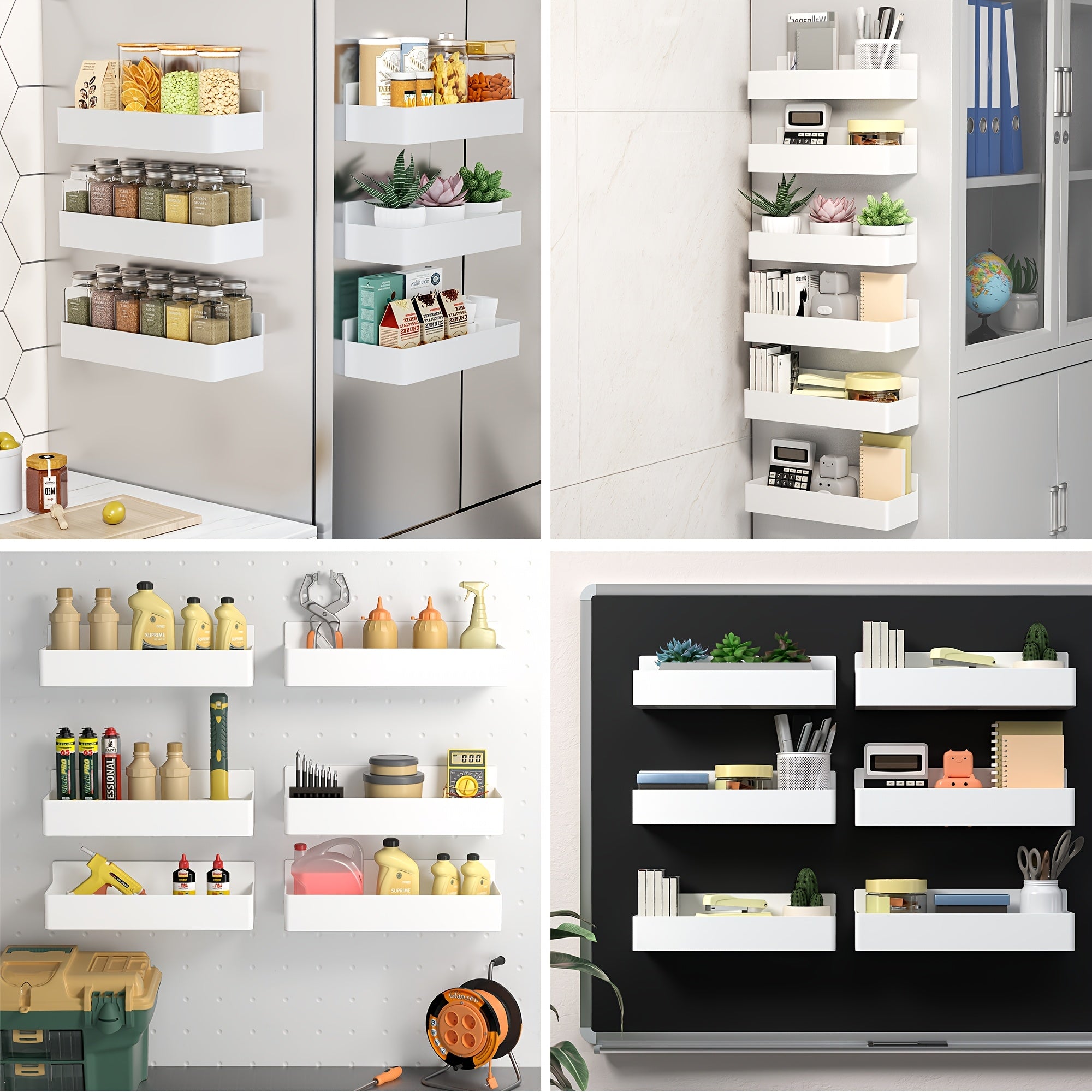 6pcs Magnetic Spice Rack Set Plastic Wall-Mounted Organizer for Refrigerator Oven