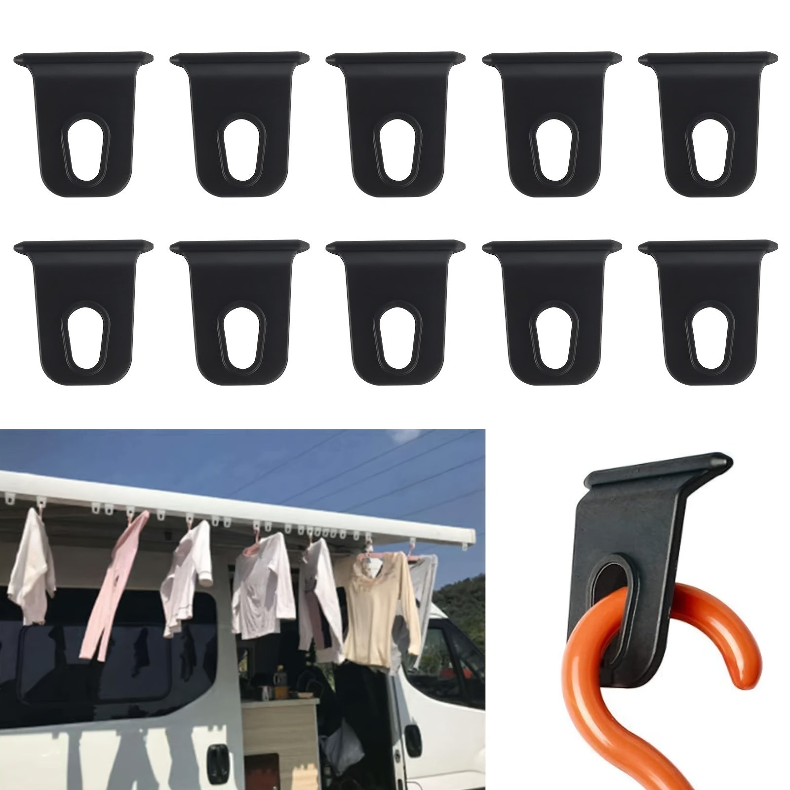 4Pcs 10Pcs RV Awning Hooks Ring Drying Rack Clips Plastic Outdoor