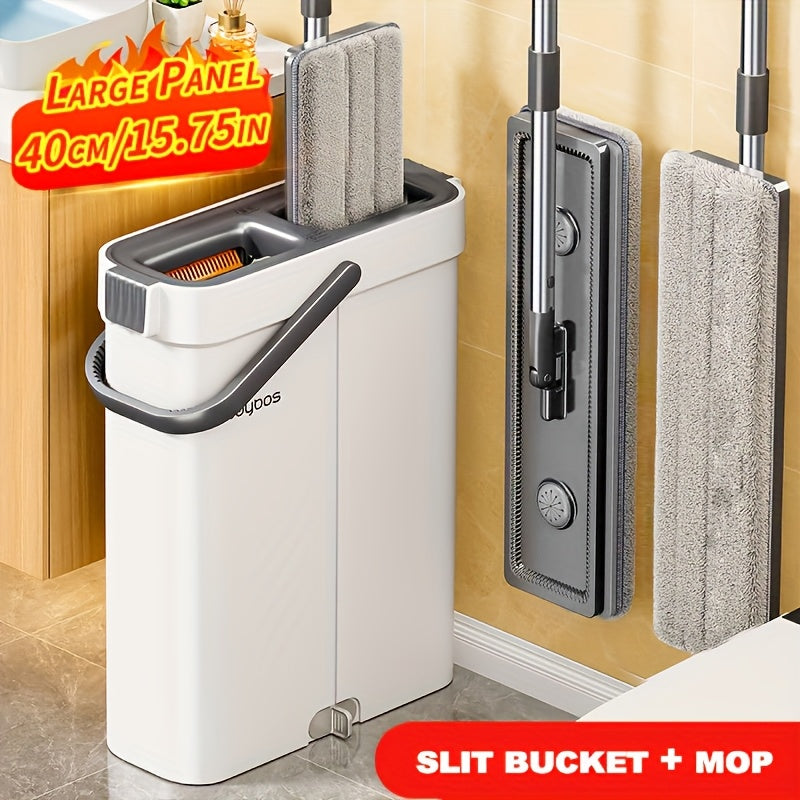Microfiber Mop and Bucket Set with Dual-Tank, Washable Pads for Home Cleaning