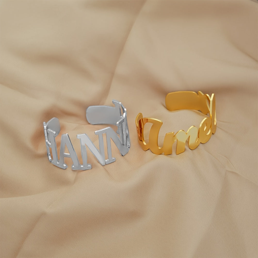 Ayollar yoki erkaklar uchun sozlanadigan zanglamaydigan po'latdan yasalgan nomli yozilgan bilaguzuk