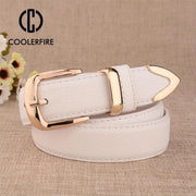 Women's PU Leather Belt with Gold Pin Buckle Casual Dress Accessory