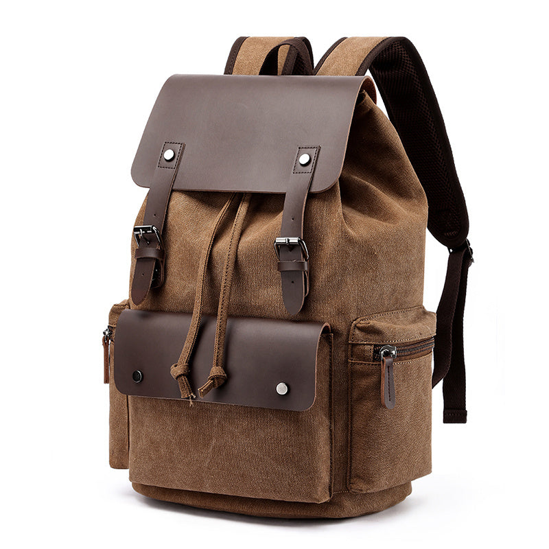 Retro Canvas Backpack for Students Travel and Business with Laptop Compartment
